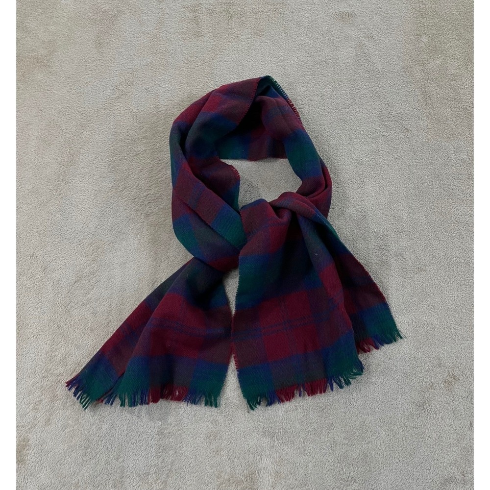 English Sports Shop Bermuda Lindsay Tartan Plaid Wool Scarf Made in Scotland EUC